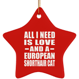 All I Need Is Love And A European Shorthair Cat - Star Ornament