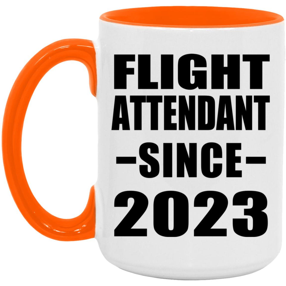 Flight Attendant Since 2023 - 15oz Accent Mug Orange