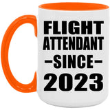 Flight Attendant Since 2023 - 15oz Accent Mug Orange