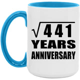 21st Anniversary Square Root of 441 Years Anniversary - 15oz Accent Mug Blue