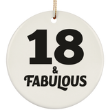 18th Birthday 18 & Fabulous - Circle Ornament