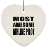Most Awesome Airline Pilot - Heart Ornament