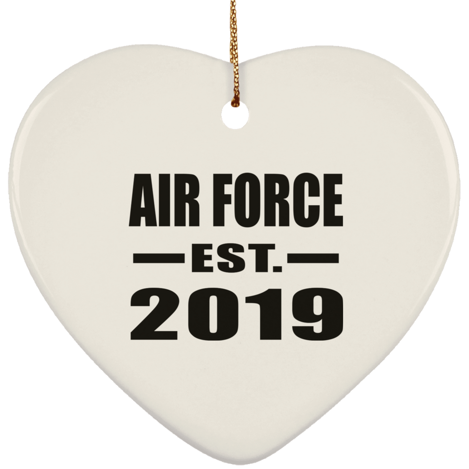 Air Force Established EST. 2019 - Heart Ornament