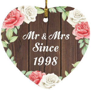 26th Anniversary Mr & Mrs Since 1998 - Heart Ornament A