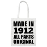 112th Birthday Made in 1912 All Parts Original - Tote Bag White