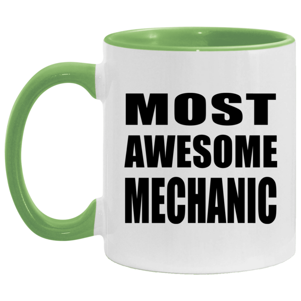 Most Awesome Mechanic - 11oz Accent Mug Green