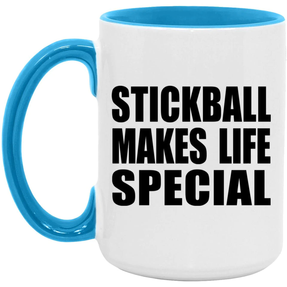Stickball Makes Life Special - 15oz Accent Mug Blue