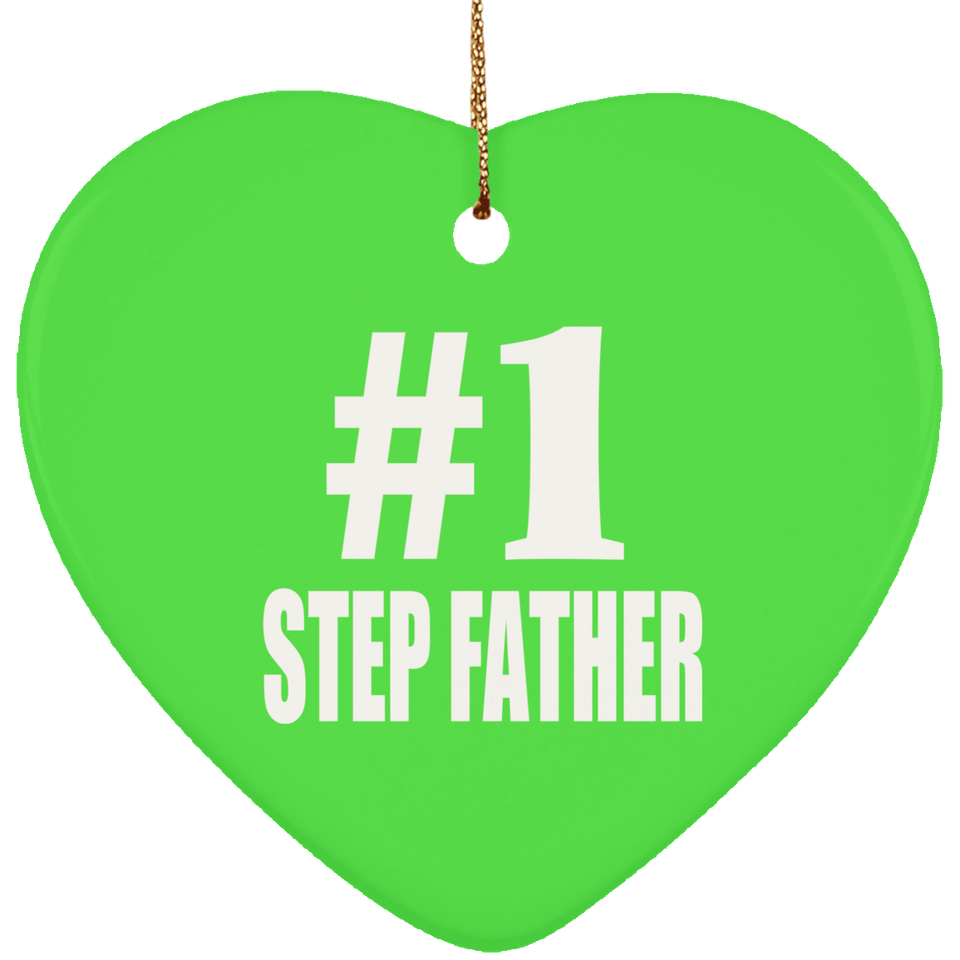 Number One #1 Step Father - Heart Ornament