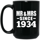 90th Anniversary Mr & Mrs Since 1934 - 15 Oz Coffee Mug Black
