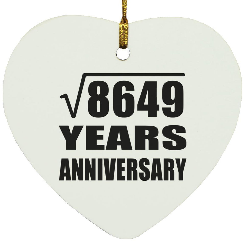 93rd Anniversary Square Root of 8649 Years Anniversary - Heart Ornament