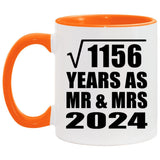 34th Anniversary Square Root of 1156 Years As Mr & Mrs 2024 - 11oz Accent Mug Orange