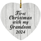 First Christmas With My Grandson 2024 - Heart Ornament F