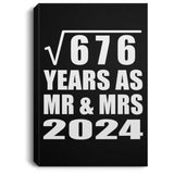 26th Anniversary Square Root of 676 Years As Mr & Mrs 2024 - Canvas Portrait