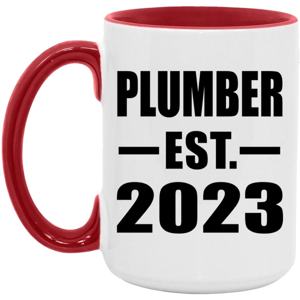 Plumber Established EST. 2023 - 15oz Accent Mug Red