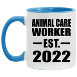 Animal Care Worker Established EST. 2022 - 11oz Accent Mug Blue
