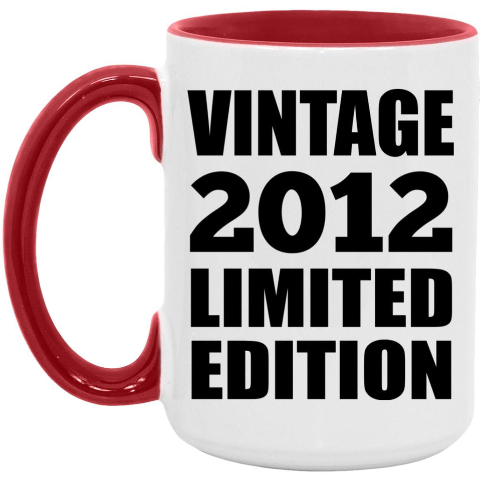12th Birthday Vintage 2012 Limited Edition - 15oz Accent Mug Red