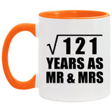 11th Anniversary Square Root of 121 Years As Mr & Mrs - 11oz Accent Mug Orange