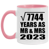 88th Anniversary Square Root of 7744 Years As Mr & Mrs 2023 - 11oz Accent Mug Pink