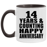 Happy 14th Anniversary 14 Years & Counting - 11oz Accent Mug Black