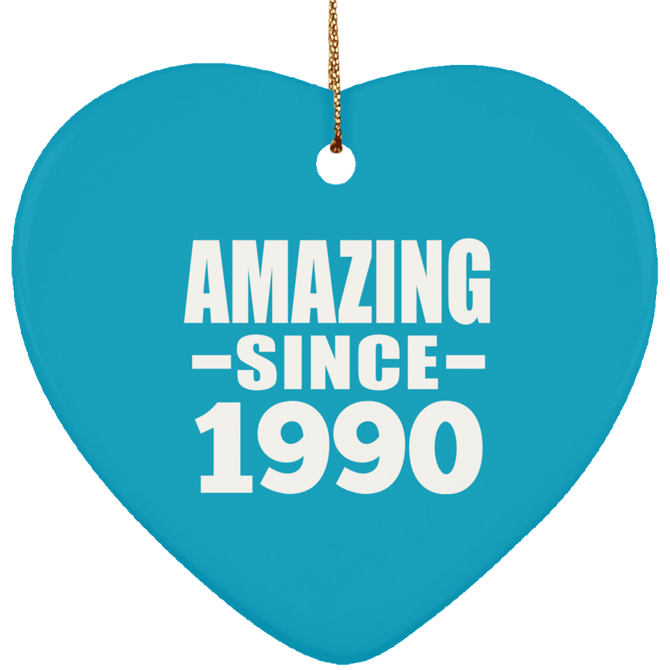 34th Birthday Amazing Since 1990 - Heart Ornament