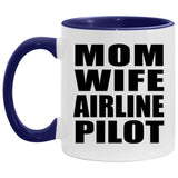 Mom Wife Airline Pilot - 11oz Accent Mug Purple