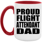 Proud Flight Attendant Dad - 15oz Accent Mug Red