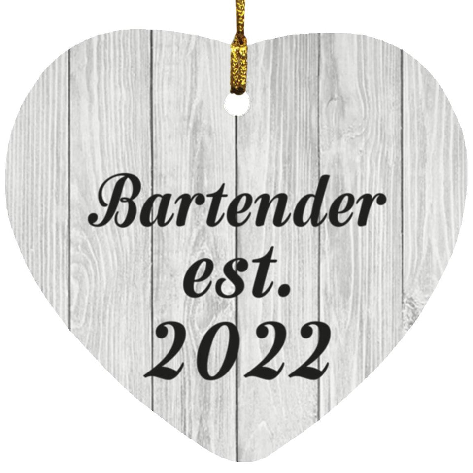 Bartender Established Est. 2022 - Heart Ornament F