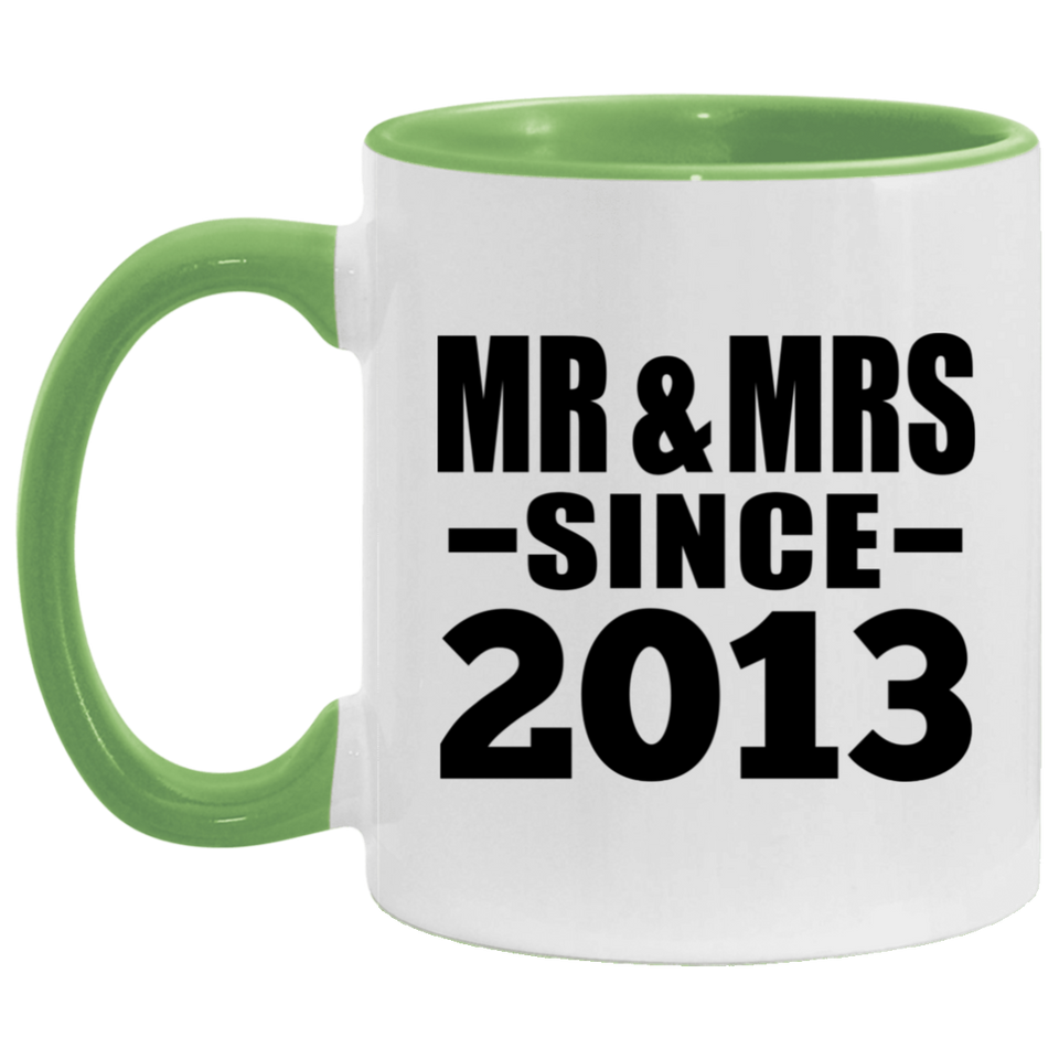 11th Anniversary Mr & Mrs Since 2013 - 11oz Accent Mug Green