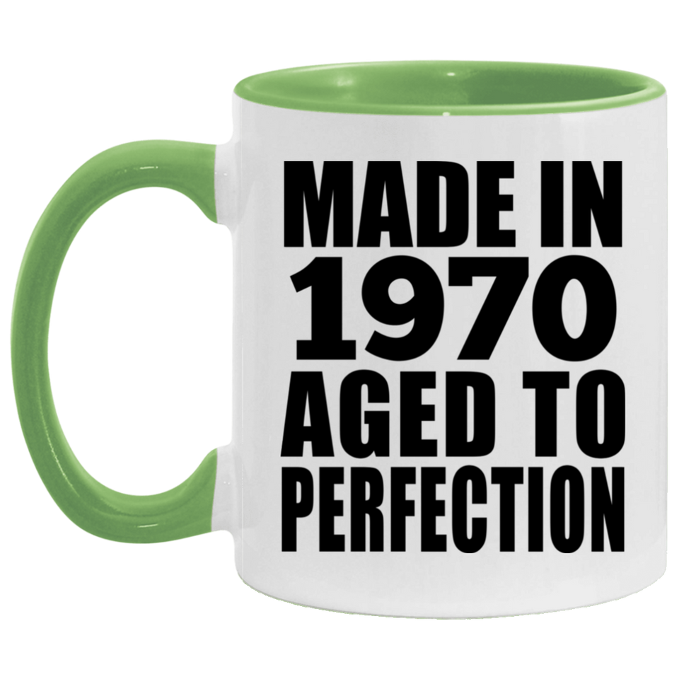 54th Birthday Made In 1970 Aged to Perfection - 11oz Accent Mug Green