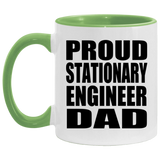 Proud Stationary Engineer Dad - 11oz Accent Mug Green