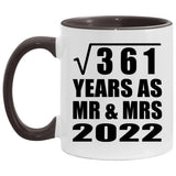 19th Anniversary Square Root of 361 Years As Mr & Mrs 2022 - 11oz Accent Mug Black
