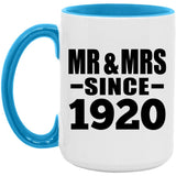 104th Anniversary Mr & Mrs Since 1920 - 15oz Accent Mug Blue