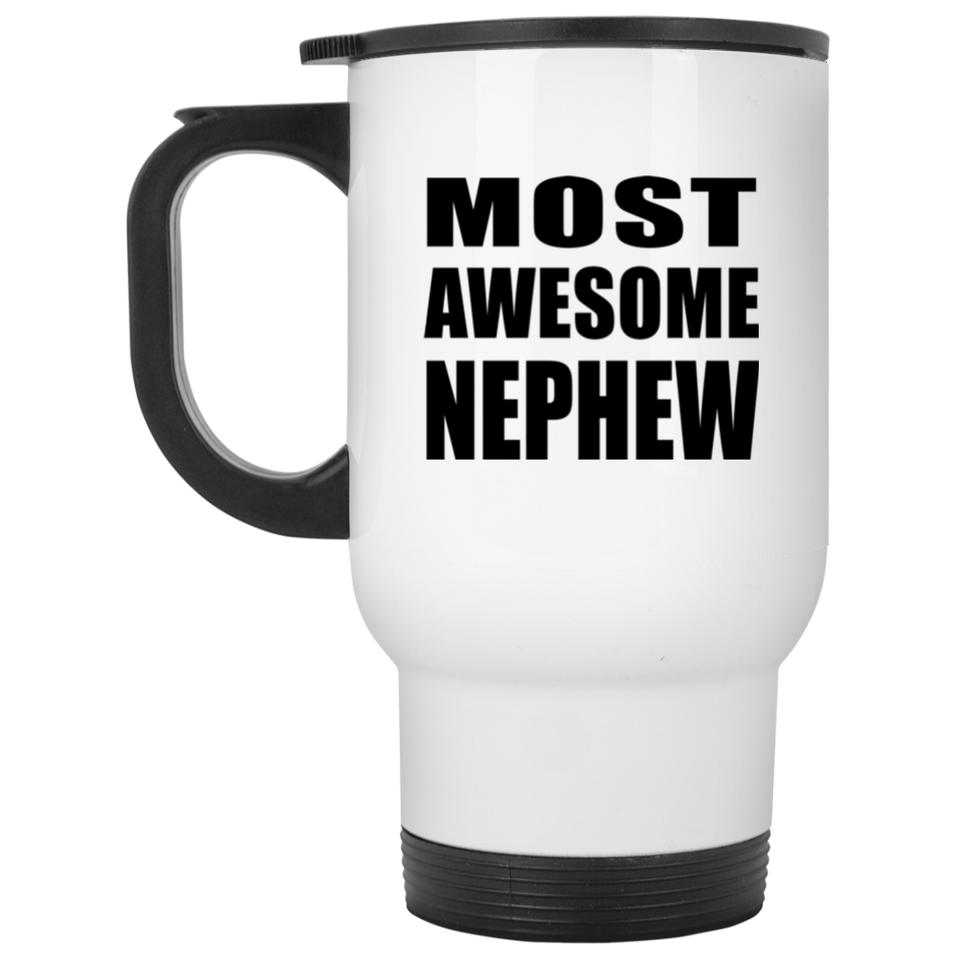 Most Awesome Nephew - White Travel Mug