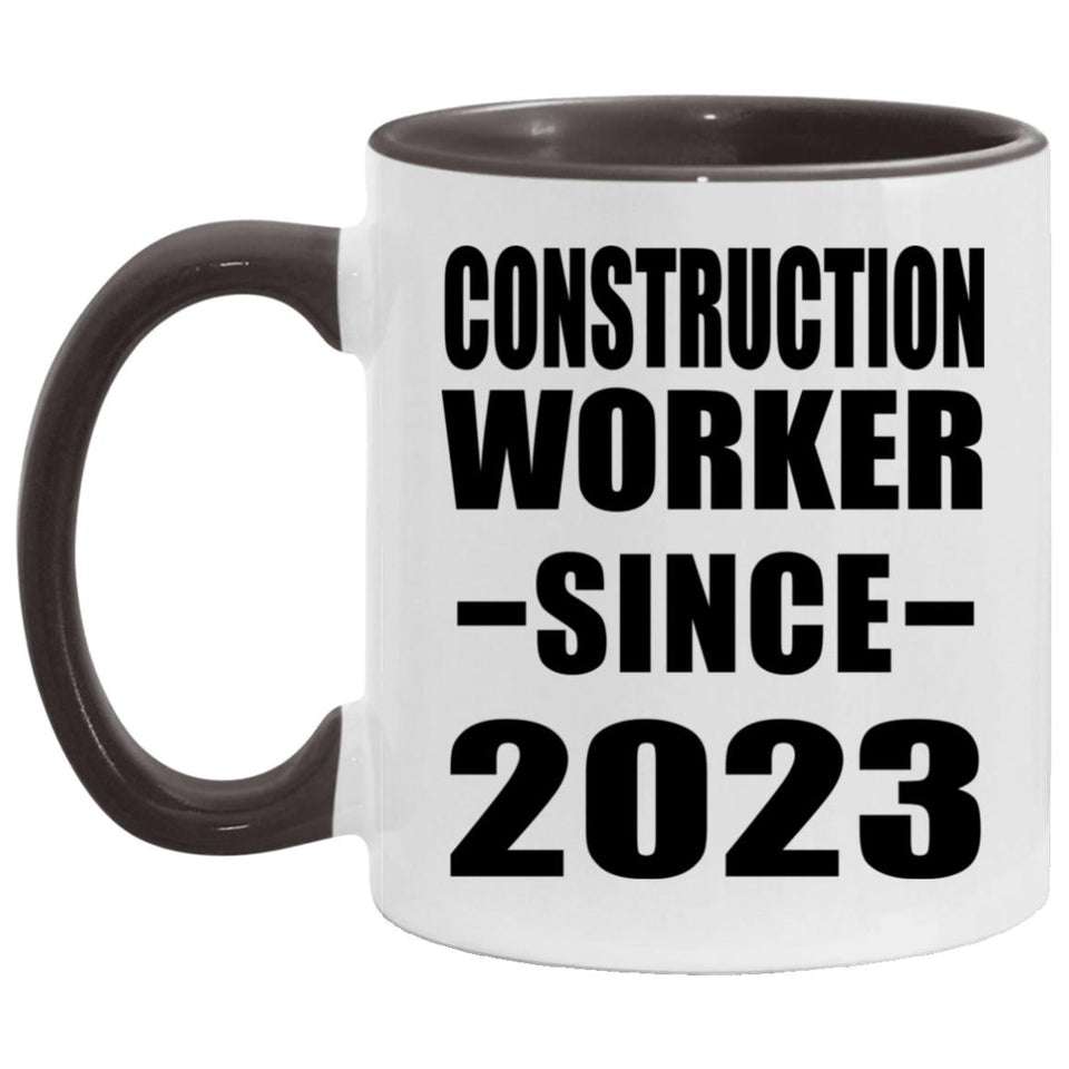 Construction Worker Since 2023 - 11oz Accent Mug Black