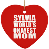 Sylvia World's Okayest Mom - Heart Ornament