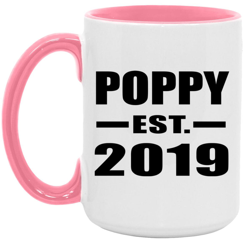Poppy Established EST. 2019 - 15oz Accent Mug Pink
