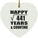 Happy 21st Anniversary Square Root of 441 Years & Counting - Heart Ornament