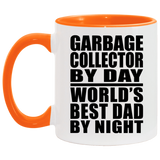 Garbage Collector By Day World's Best Dad By Night - 11oz Accent Mug Orange