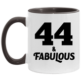 44th Birthday 44 & Fabulous - 11oz Accent Mug Black