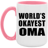 World's Okayest Oma - 15oz Accent Mug Pink