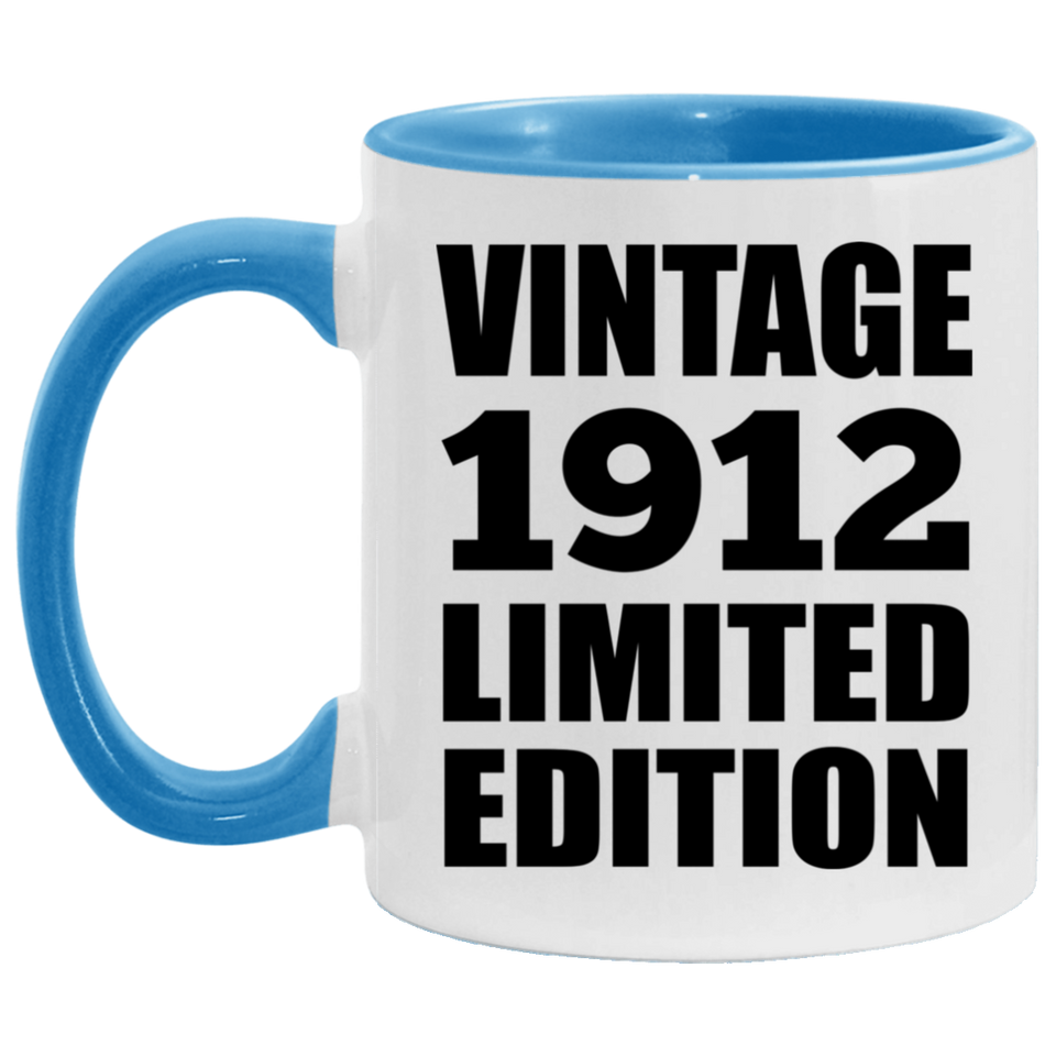112th Birthday Vintage 1912 Limited Edition - 11oz Accent Mug Blue