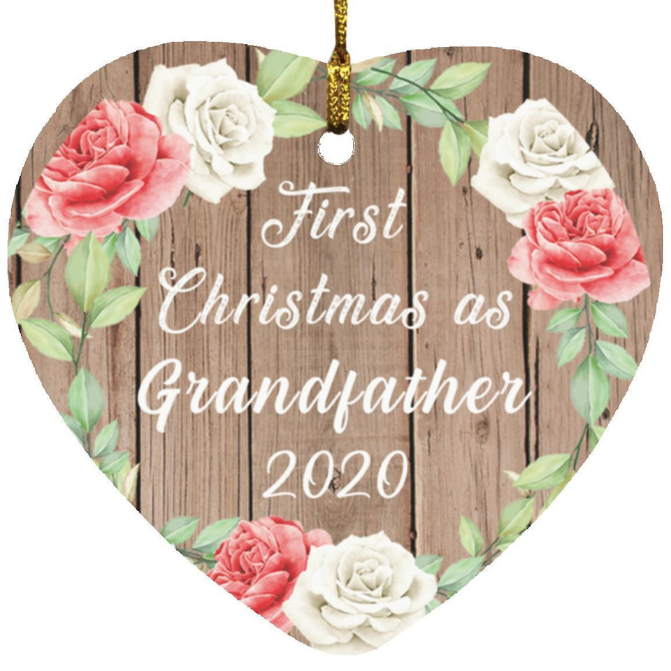 First Christmas As Grandfather 2020 - Heart Ornament B