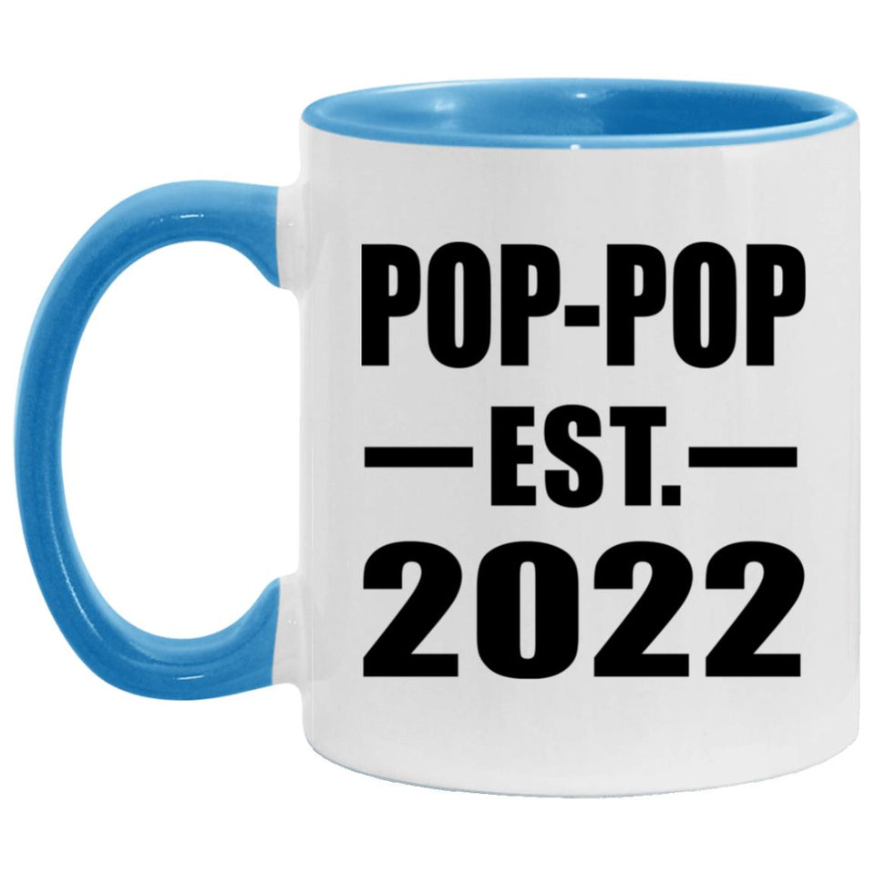 Pop-Pop Established EST. 2022 - 11oz Accent Mug Blue