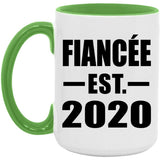 Fiancee Established EST. 2020 - 15oz Accent Mug Green