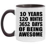10th Birthday 10 Years 120 Months 3652 Days Of Awesome - 11oz Accent Mug Black