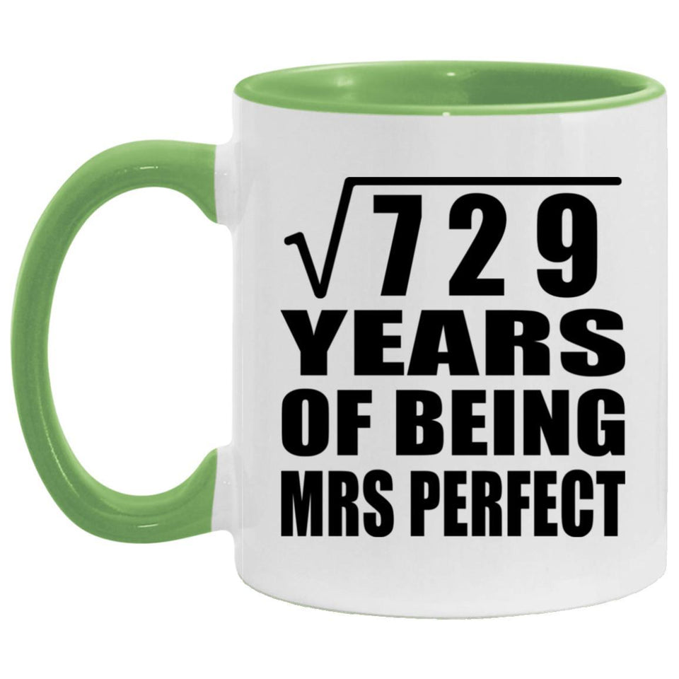 27th Anniversary Square Root of 729 Years of Mrs Perfect - 11oz Accent Mug Green