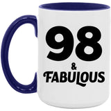 98th Birthday 98 & Fabulous - 15oz Accent Mug Purple