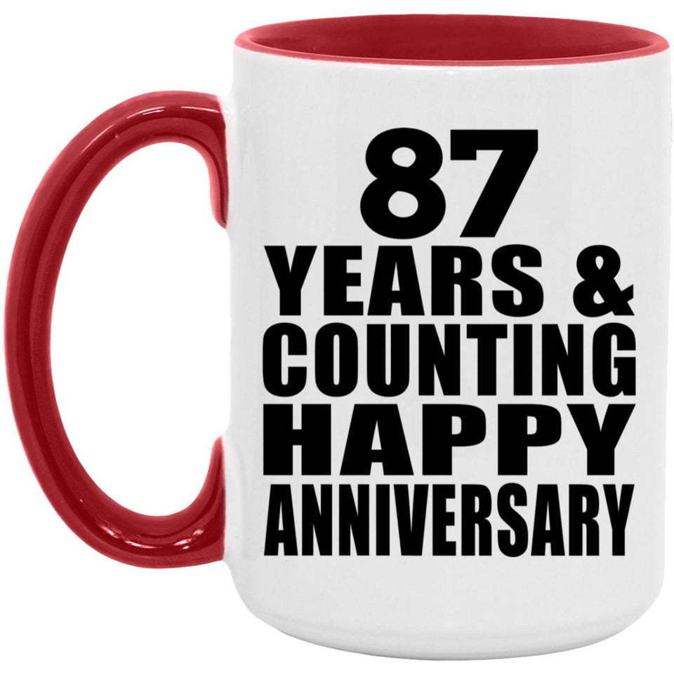 Happy 87th Anniversary 87 Years & Counting - 15oz Accent Mug Red