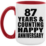 Happy 87th Anniversary 87 Years & Counting - 15oz Accent Mug Red