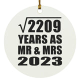 47th Anniversary Square Root of 2209 Years As Mr & Mrs 2023 - Circle Ornament